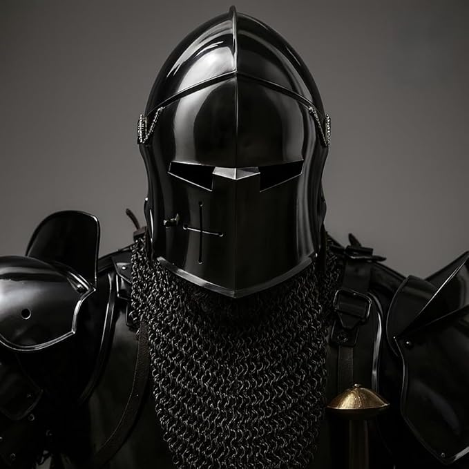 Medieval Knight Dark Barbuta Armor Full Set | 18 Gauge Steel Plate Reenactment Suit